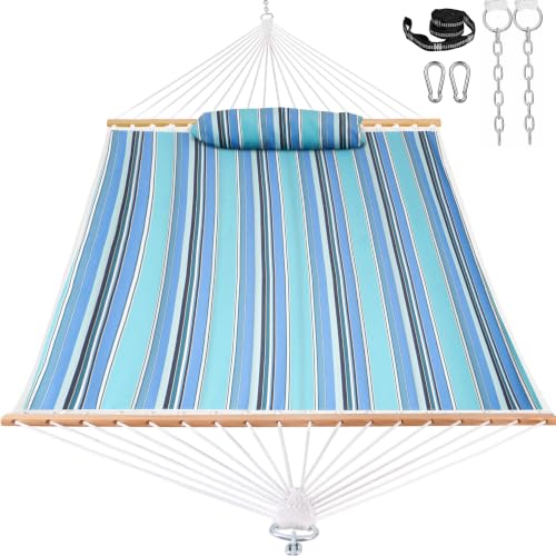 Lazy Daze 12 FT Sunbrella Quilted Hammock, Non-Fading Double Hammock - color: Dolce Oasis