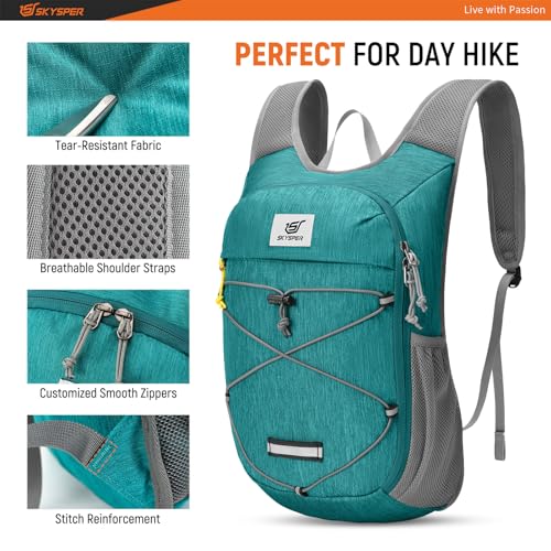 SKYSPER 접이식 하이킹 백팩 10L/15L 소형 경량 여행용 데이팩 - color: Cyan, size: 대형