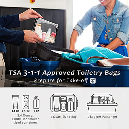 3pcs Crystal Clear Cosmetic Bags TSA Approved Travel Makeup Toiletry Bag - color: 3pcs Black-1 large, 1 medium, 1 small, size: 1 large, 1 medium, 1 small