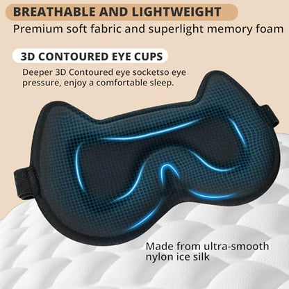 Kids Sleep Mask for Sleeping, Soft 3D Contoured Eye Mask for Kids - color: Black-kids