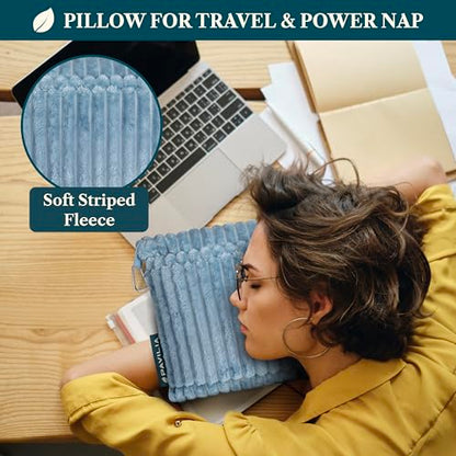 PAVILIA Travel Blanket Pillow, Soft Ribbed Fleece Airplane Blanket, Blue - color: Dusty Blue