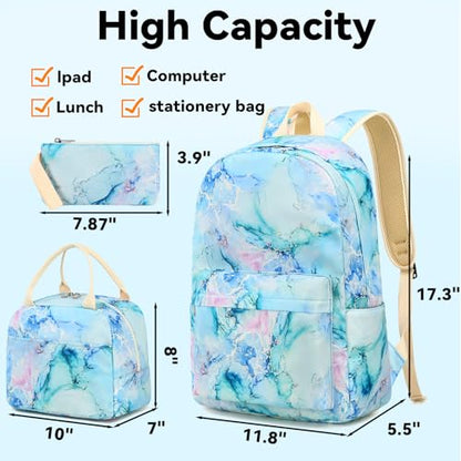 LEDAOU Girls Backpack, Kids School Bookbag, Backpack for Kids and Teens - color: Marble Tie Dye