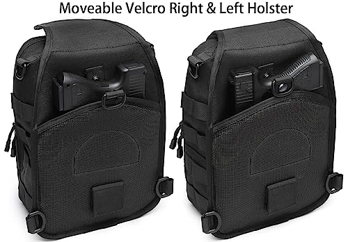 Tactical Sling Crossbody Bag Holster Shoulder Backpack 15L - color: Black Flip