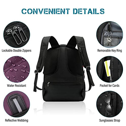 LOVEVOOK Large Laptop Backpack for Men,17.3Inch Heavy Duty Travel Backpack - color: Black&purple, size: 17 inch