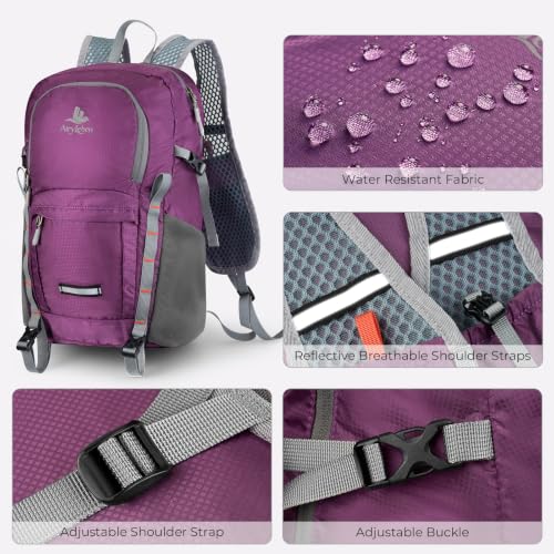 20L Small Hiking Backpack for Women Men, Lightweight Packable Daypack - color: Purple