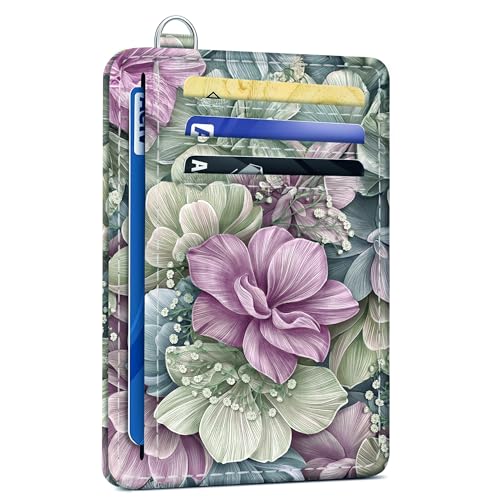 SEAVILIA Small Credit Card Holder for Women, Slim RFID Blocking Wallet - color: Happy Flower