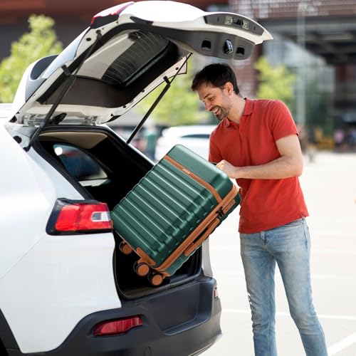 Luggage Sets 7 Piece,Hardside Large Checked Suitcase with Backpack Set | Lightweight But Durable Carry on Luggage with 360° Spinner Wheels& YKK Zippers,TSA Lock,Space-Saving Nested - color: Dark Green, size: 7-Piece Sets
