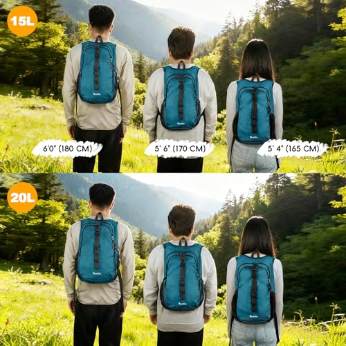 Seektop 15L Small Hiking Backpack for Women Men, Lightweight Hiking Daypack - color: Teal Blue, size: 15L