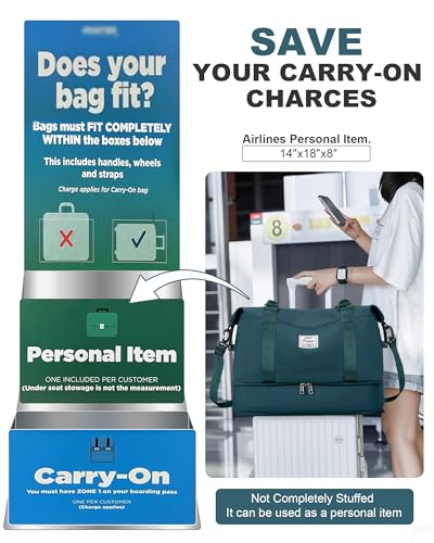 Travel Duffel Weekender Bag Women Tote Carry On Bags With Shoe Compartment - color: H3-DarkBlue, size: Large