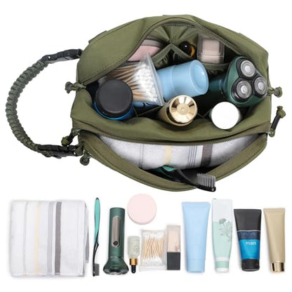 Tactical Toiletry Bag for Men Wet-Dry Separate Dopp Kit EDC Utility Tool MOLLE Pouch Men's Shaving Kit Travel Shower Bag (OD Green) - color: OD Green