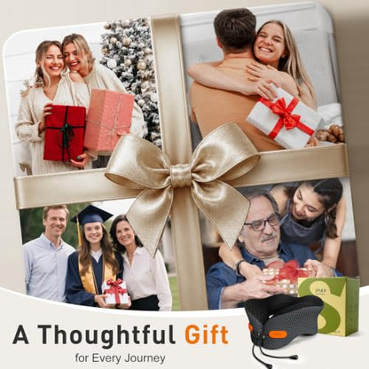 Premium Travel Pillow for Airplanes, Ergonomic Neck Pillow for Long Flights - color: Black&gray