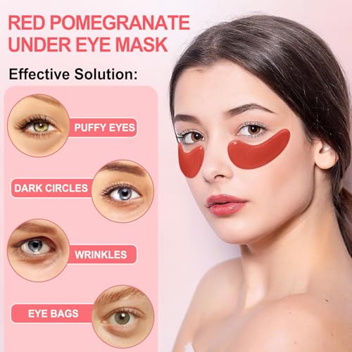 Eye Mask, 30 Pairs Red Pomegranate Under Eye Patches for Dark Circles - color: Red