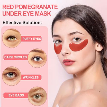 Eye Mask, 30 Pairs Red Pomegranate Under Eye Patches for Dark Circles - color: Red