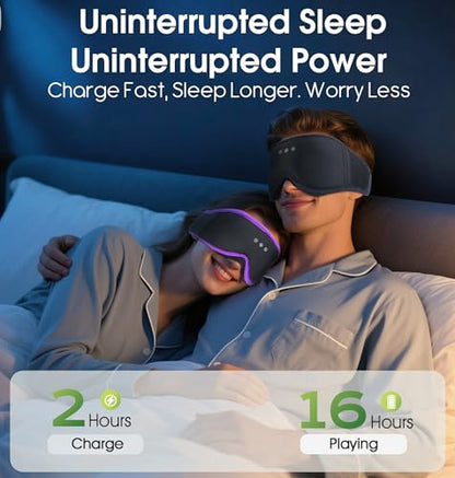 LC-dolida 2 Pack Bluetooth Sleep Mask, Bamboo Cotton 3D Blackout Contoured Bluetooth Sleep Headphones, Sleeping Eye Mask with 5.4 Bluetooth Headphones, Eye Sleep Mask for Side Sleepers, Black