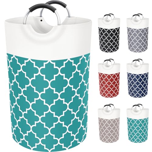 Large Laundry Basket, 75L Tall Collapsible Hamper with Handles, Green - color: Green, size: 75l