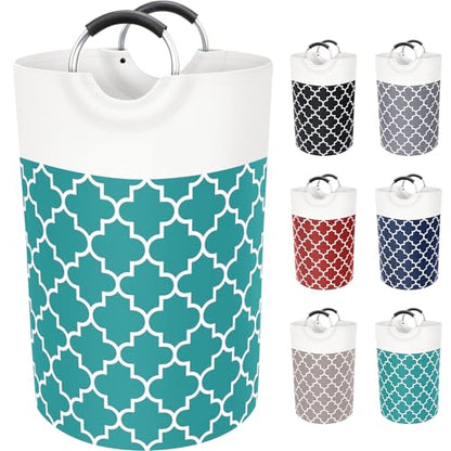 Large Laundry Basket, 75L Tall Collapsible Hamper with Handles, Green - color: Green, size: 75l