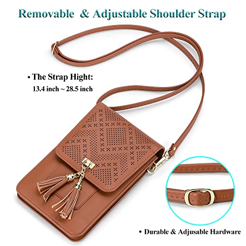 Peacocktion Small Crossbody Bags for Women, RFID Travel Cell Phone Wallet Purses with Card Slots - color: 06-brown - 2