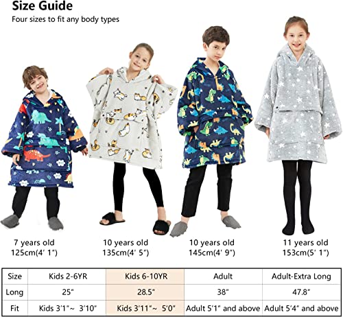 KFUBUO Wearable Blanket Hoodie for Kids With Pocket, 6-10 Year Old, Cat - color: Cat, size: Kids 6-10YR