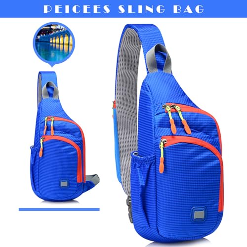 Peicees Small Sling Backpack Waterproof Unisex Shoulder Bag Chest Crossbody Daypack - color: Blue, size: Medium