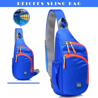 Peicees Small Sling Backpack Waterproof Unisex Shoulder Bag Chest Crossbody Daypack - color: Blue, size: Medium