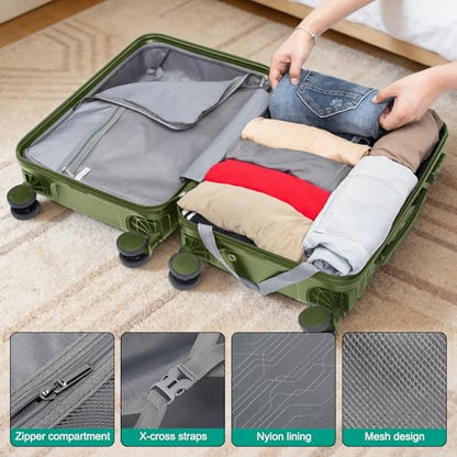 Joyway 6-Piece Hardside Luggage & Bag Set, 18 20 24 28 Inch, Green - color: Green