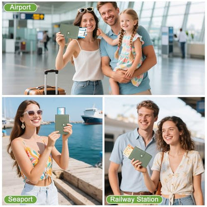 Passport Holder for Travel RFID Blocking Passport Wallet Cover - color: Dark Green
