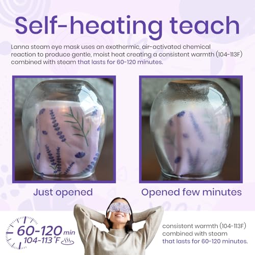 LANNA Heated Steam Eye Mask, Disposable 120 Minutes, Lavender Scent 10 Pcs - color: Lavender Scent, size: 10 Eye Masks