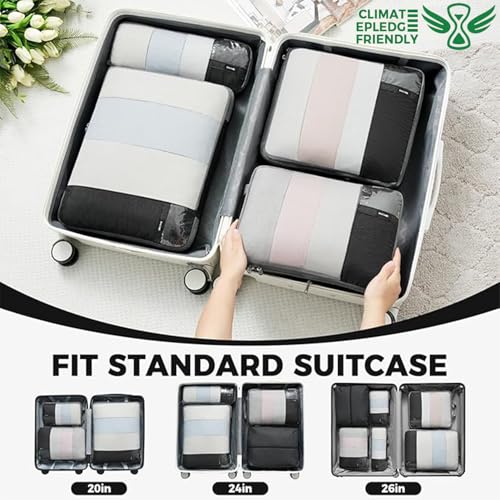 BAGAIL Lightweight Compression Packing Cubes for Travel, 6 Set, Black - color: Black