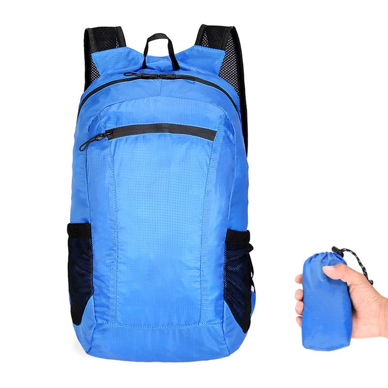 18L Mini Foldable Daypack, Waterproof and Lightweight Backpack - color: Blue