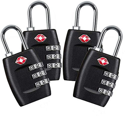 TSA Approved Luggage Lock,3 Digit Small Combination Padlock for Travel Suitcase (Black)