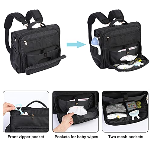 Clearworld Waterproof Convertible Diaper Bag Backpack, Quilted Travel Tote