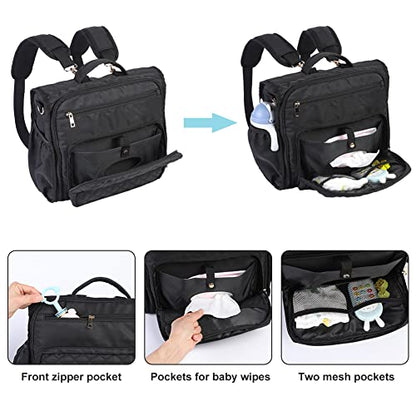 Clearworld Waterproof Convertible Diaper Bag Backpack, Quilted Travel Tote
