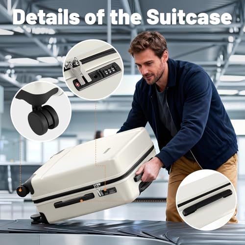 2 Piece Carry on Luggage Set, 14 in 20 in Lightweight Hardshell Suitcases with 360 Double Spinner Wheels & TSA Lock for Family Vacation Getaways Double Spinner Wheels White - color: WHITE