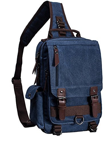 mygreen Canvas Cross Body Messenger Bag Shoulder Sling Backpack Travel Rucksack - color: Dark Blue L