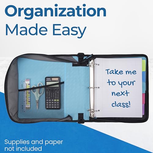 Case-it School Zipper Binder | 2-Inch O-Rings | 350-Sheet | D-251 Teal - color: Teal Blue, size: 1 Pack