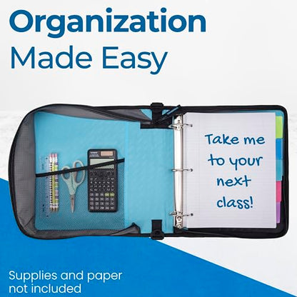Case-it School Zipper Binder | 2-Inch O-Rings | 350-Sheet | D-251 Teal - color: Teal Blue, size: 1 Pack