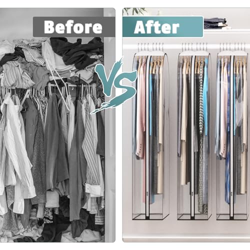 Liuoud Clear Garment Bags for Hanging Clothes 10” Gusseted, 4 Pack, 60” - color: Clear, size: 60 inch