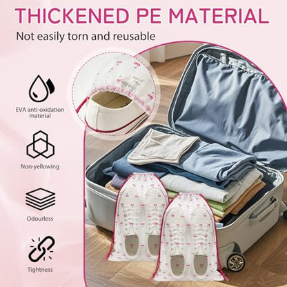 Shoe Bags for Travel, Waterproof Drawstring Shoe Bags for Packing - color: Cherry