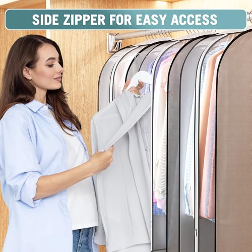 Liuoud 10" Gusseted Garment Bags for Hanging Clothes, 32", 3 Pack - size: 32 inch