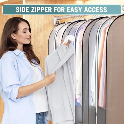 Liuoud 10" Gusseted Garment Bags for Hanging Clothes, 32", 3 Pack - size: 32 inch