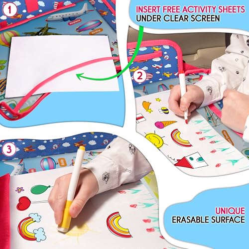 Kids Car Seat Travel Tray, Car Table & Lap Desk – Airplanes - color: AIRPLANE