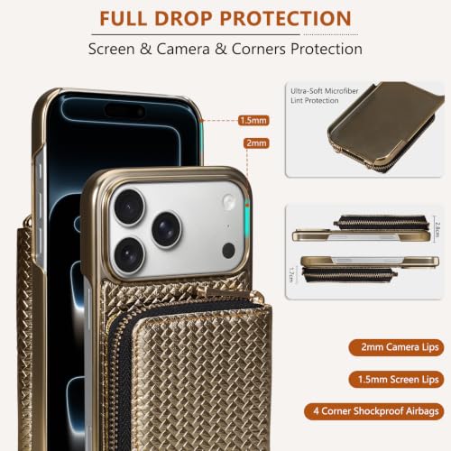 Wallet Case for iPhone 18 Pro Max/17 Pro Max 6.9" Crossbody Gold - color: Gold, size: 6.9" iPhone 18 Pro Max/17 Pro Max