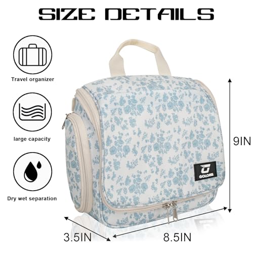 Goloni Hanging Toiletry Bag for Men Women, Water-Resistant Organizer - color: Flower