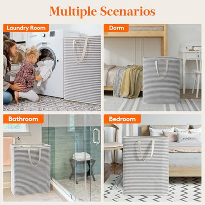 Lifewit 125L Large Collapsible Laundry Basket with Extended Handles, Grey - color: Grey, size: 125L