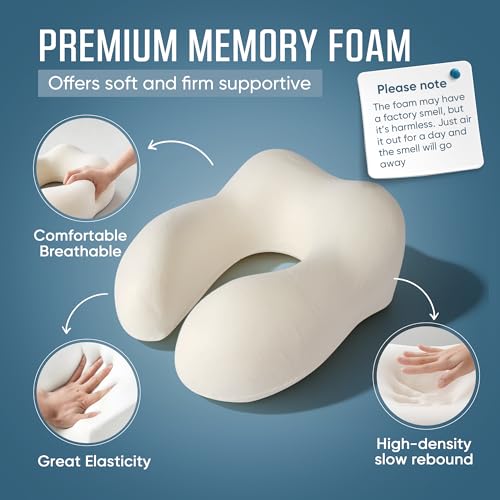 SkytraxComf® Travel Neck Pillow with Hood for Privacy on Long Flights - color: Colorful