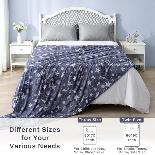 Cooling Blanket Twin Size 60"x90" Dual-Sided Thin Summer Blankets - color: Grey - Starfish, size: Twin 60"x90"