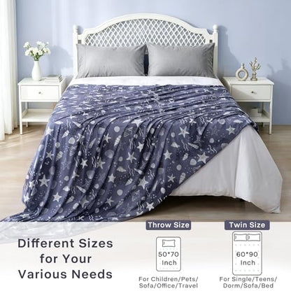 Cooling Blanket Twin Size 60"x90" Dual-Sided Thin Summer Blankets - color: Grey - Starfish, size: Twin 60"x90"