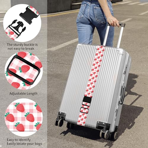 Luggage Straps for Suitcases, Heavy Duty Travel Belt with Quick-Release Buckle, Adjustable Suitcase Strap, Cute Luggage Accessories for Travel Cute Strawberry Checkerboard - color: Cute Strawberry Checkerboard