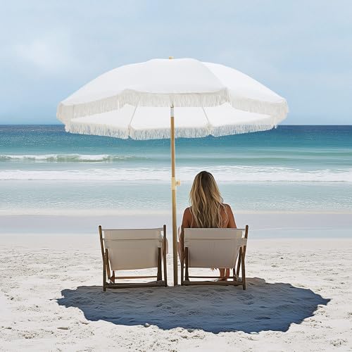 Aohanoi Outdoor Umbrella - Sun Protection, Rain Resistant, Windproof with Manual Open-Close Feature - Ideal for Beach, Camping, and Picnics - color: White