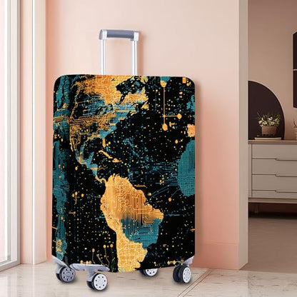 Luggage Covers for Suitcase Tsa Approved, Suitcase Covers Protector Elastic Fit for 24-26 Inch Luggage - color: Blue Yellow